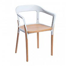 Деревянный стул с белой металлической рамой, Vitra 580.5x470x440 мм