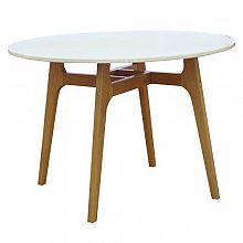 Пластиковый стол с деревяннами ножками, Vitra 1000x1000x710 мм, белый