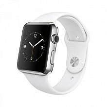 Ceas inteligent Apple Watch 42mm Stainless Steel Case with White Sport Band MJ3V2
